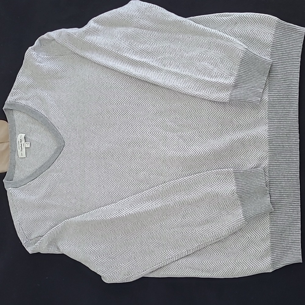 Hawker Rye Cotton Cashmere V-Neck Sweater size XL Grey NWOT